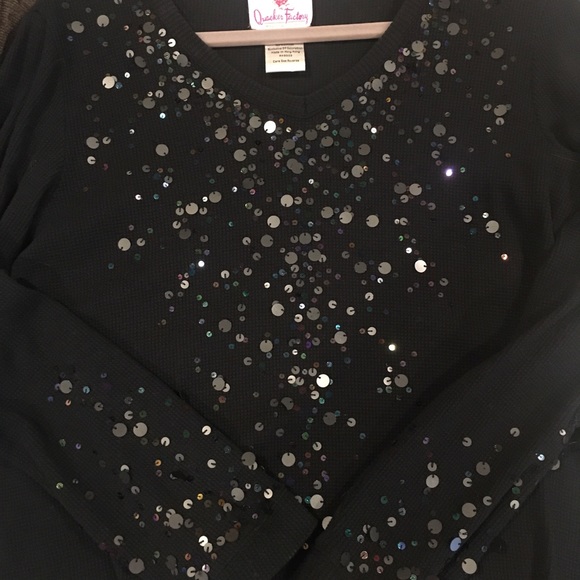 Black Quacker Factory fancy long sleeve top with embellished detail - Picture 3 of 8